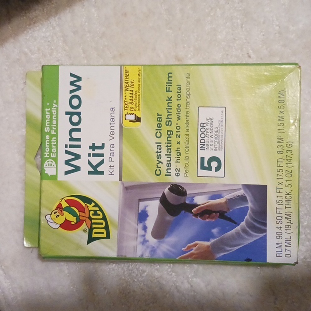 2  Duck Window Kits. Crystal Clear Insulating Shrink Film. Indoors.